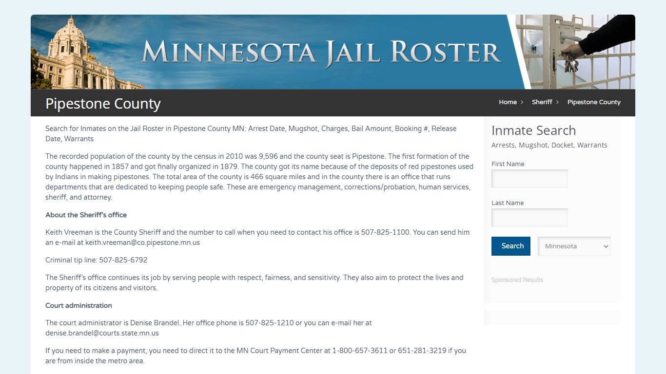 Pipestone County | Jail Roster Search